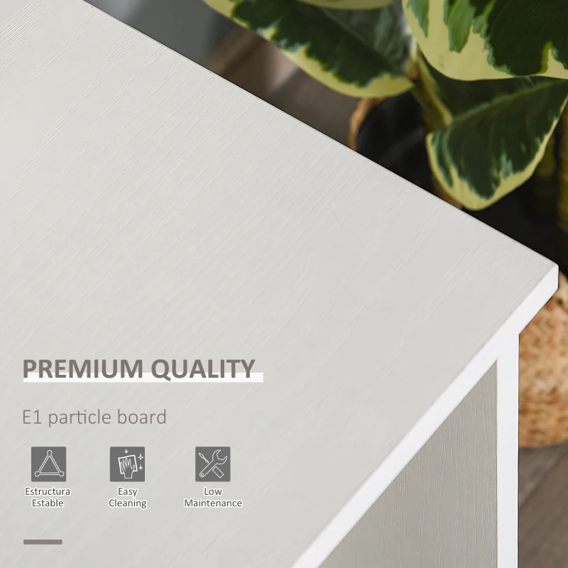 HOMCOM Wood Rolling File Cabinet Storage Organizer with 3 Large Open Shelves and Door Cabinet Door for Easy Storage and Mobility, White