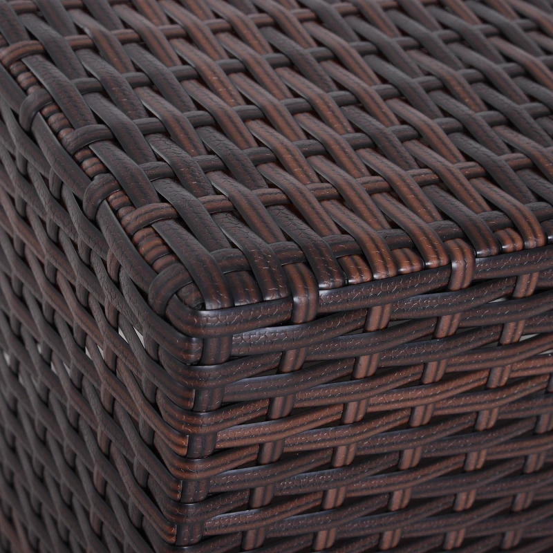 Outsunny 3 Piece Rattan Wicker Side Table Set with Square, Round Shape, Outdoor Garden Coffee Bistro Table, Brown