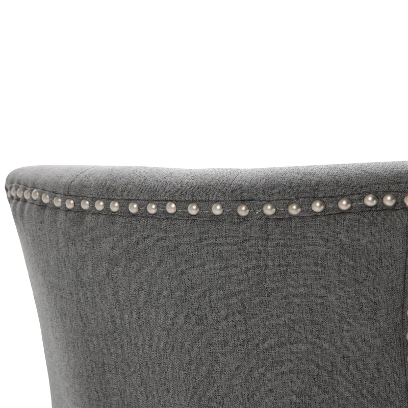 HOMCOM 2 Piece Fabric Dining Chairs Set of 2, Leisure Padded Accent Chair with Armrest, Solid Wooden Legs, Dark Grey