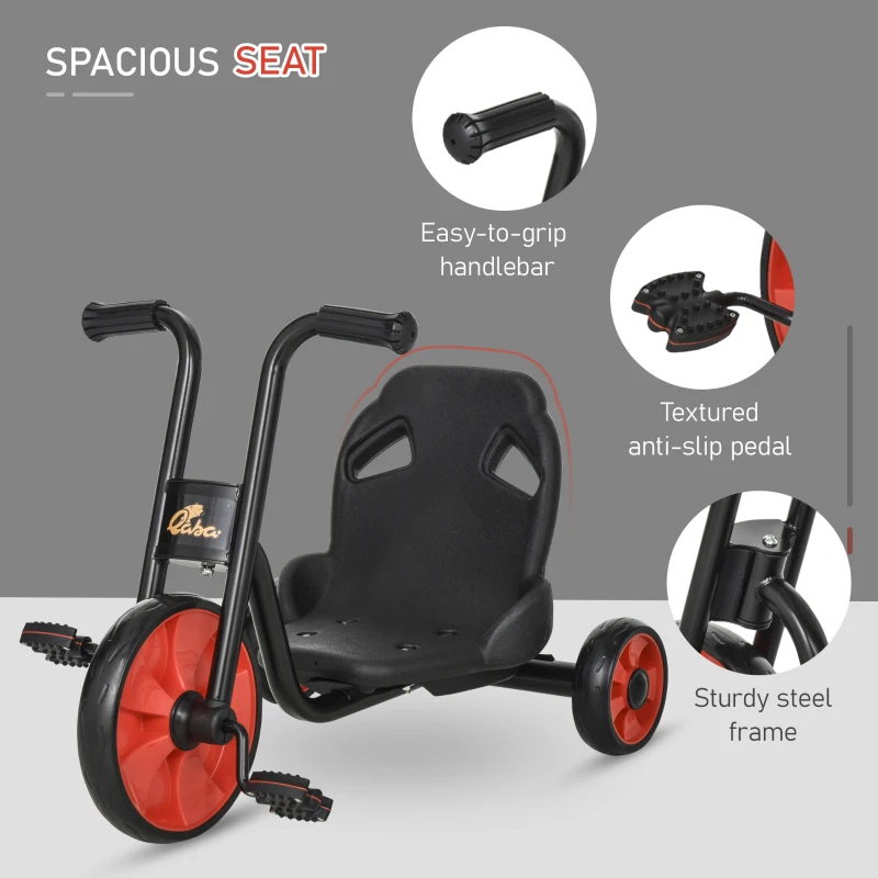 Qaba Kids Tricycle with 10" Big Wheels Toddler Pedal Pusher Trike Bike for 2-6 Boys and Girls, Ride-on Toy for Indoor Outdoor 27.5" x 20" x 20.5", Black