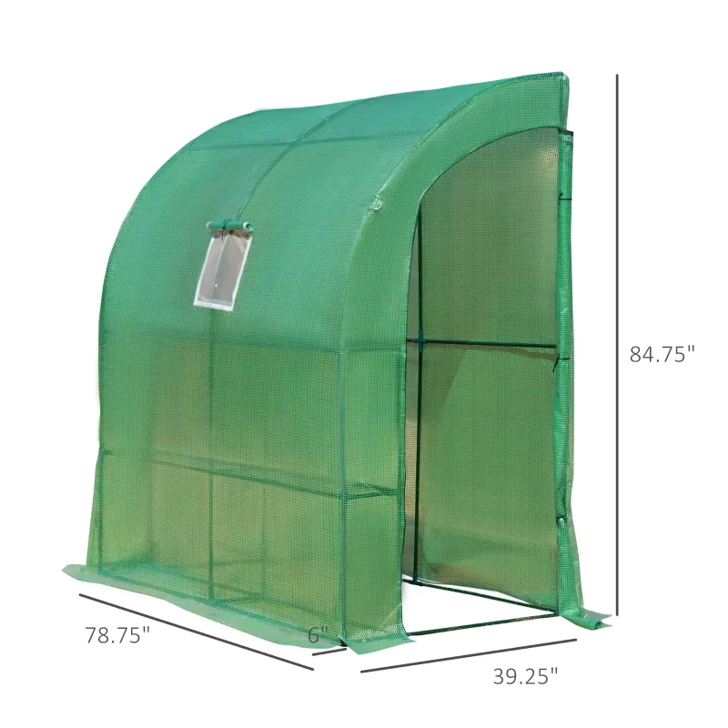 Outsunny 7' x 3' x 7' Outdoor Walk-In Greenhouse, Plant Nursery with Roll-up Windows, PE Cover, and 3 Wire Shelves