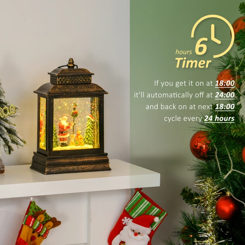 HOMCOM Christmas Snow Globe WaterLantern Music Box with Light, Ring Handle Holiday Home Novelty Decorations, Santa Play Violin