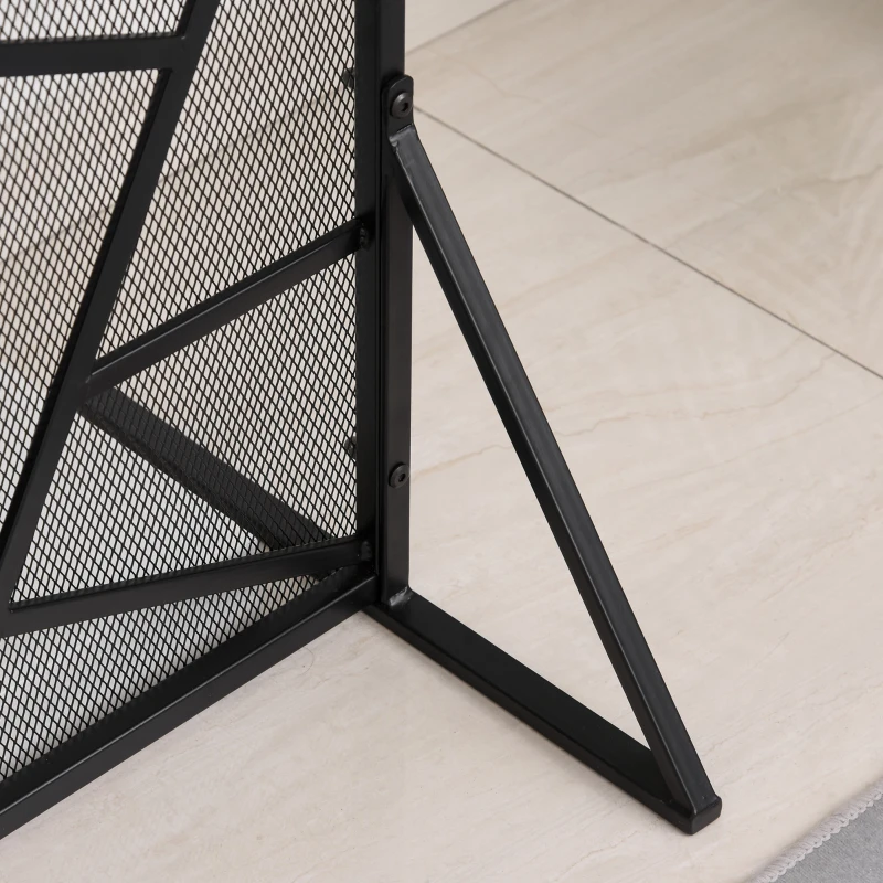 HOMCOM Single-Panel Metal Fireplace Screen Cover Stainless Steel Spark Guard Art Modern Decoration, Black