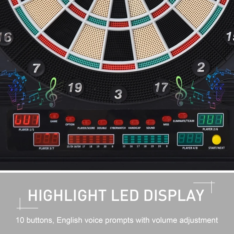 Soozier Electronic Dartboard Cabinet Set with 27 Main Games, 202 Variations, 12 Darts for Multi-Game Option Ready-to-Play, Light Brown