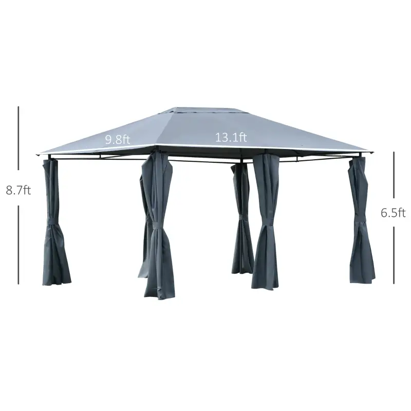 Outsunny 10' x 13' Outdoor Patio Gazebo Canopy Shelter with 6 Removable Sidewalls, & Steel Frame for Garden, Lawn, Backyard and Deck, Grey