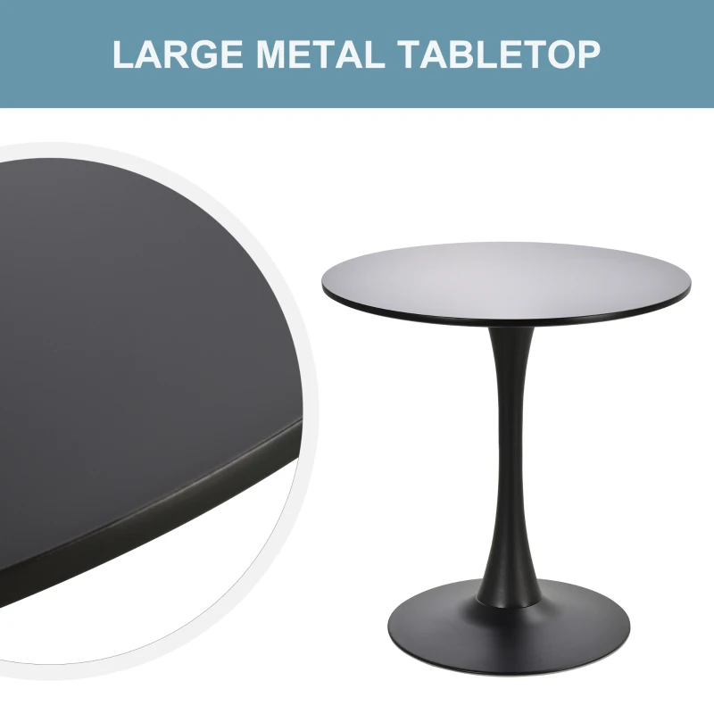 HOMCOM  Modern 27.5" Round Cocktail Table with a Stable Metal Base for Living Room, Porch, and Parties, Black