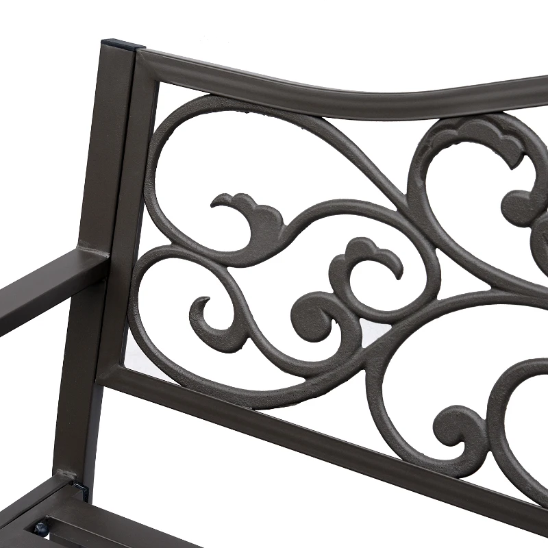 Outsunny 50" Vintage Floral Garden Cast Iron Patio Bench