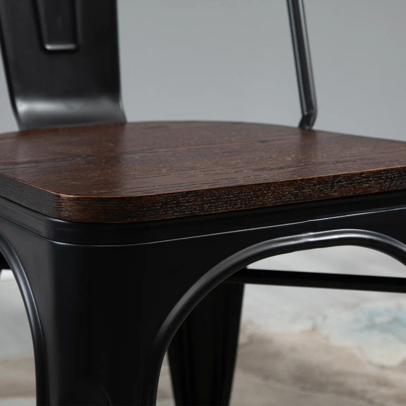 HOMCOM 3 Piece Industrial Style Dining Table Set, Small Kitchen Table and Chairs for 2,Steel Frame and Wooden Top, Black