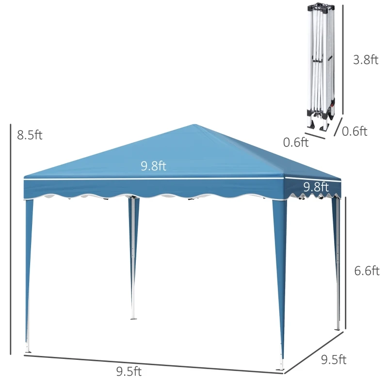 Outsunny 10' x 10' Pop Up Canopy Tent, Instant Shelter with Carry Bag, Adjustable Height, Garden Outdoor Party Tent, Blue