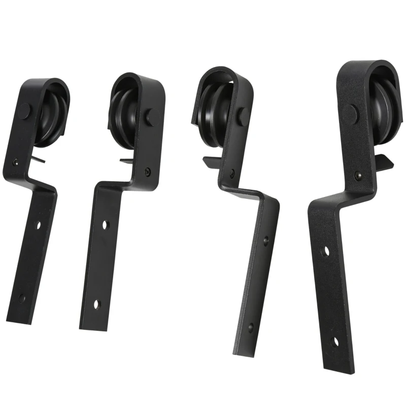 HOMCOM 6.6FT Carbon Steel Sliding Barn Door Kits Hardware Closet Set Track System for Double Wooden Door Roller