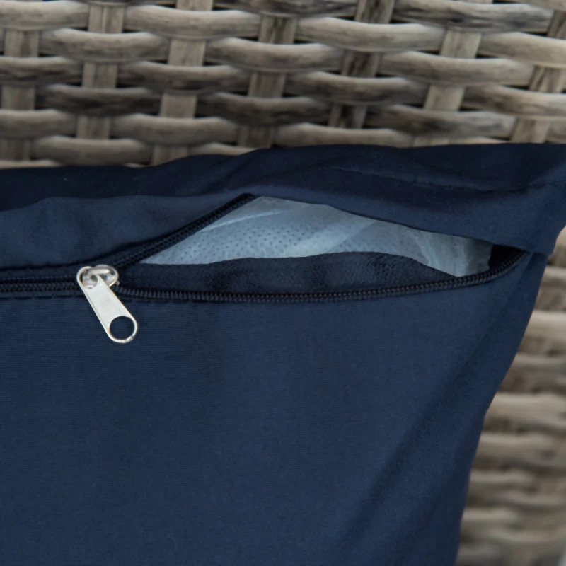 Outsunny Patio Wicker Adirondack Chair, Outdoor All-Weather Rattan Fire Pit Chair w/ Soft Cushions, Tall Curved Backrest and Comfortable Armrests for Deck or Garden, Dark Blue