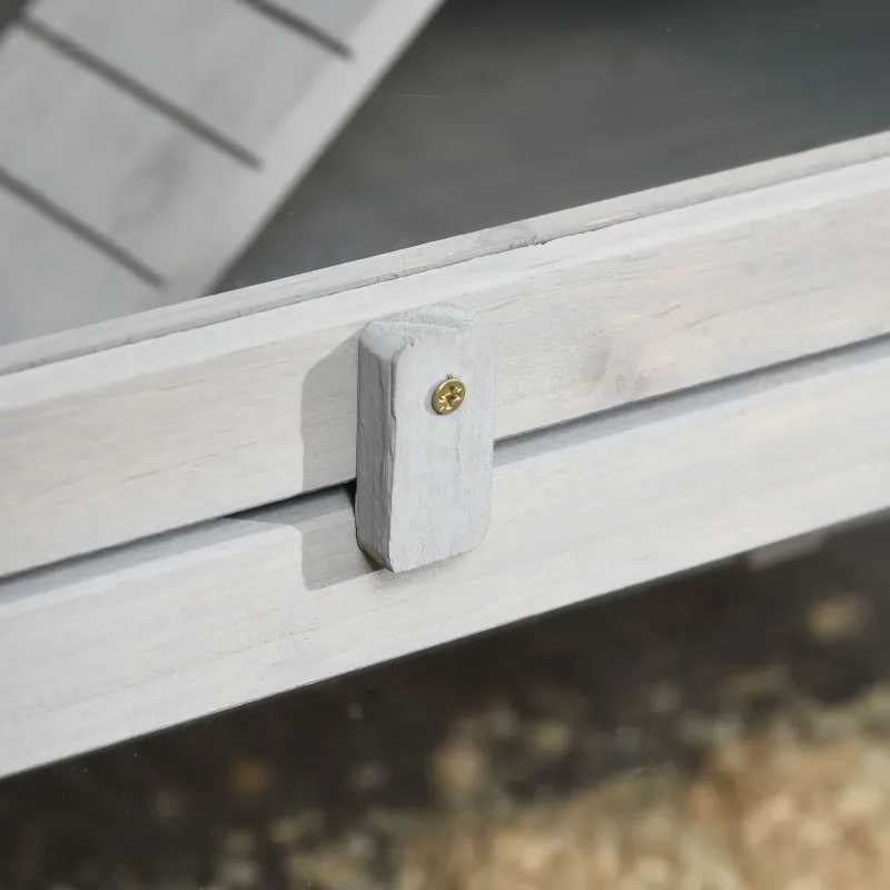 PawHut 3-Tier Wooden Hamster Cage, Small Animals Hutch with Ladders, Light Grey