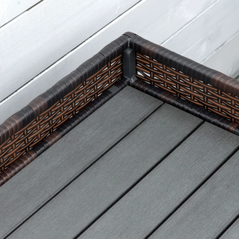 Outsunny 38 Gallon Outdoor Wicker Storage Bench Deck Box, PE Rattan Patio Furniture Pool Storage Bin Container with Interior Waterproof Cloth Bag and Comfortable Cushion, Red