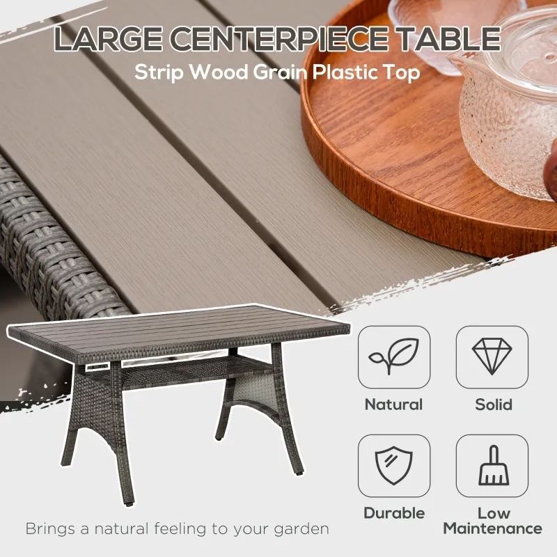 Outsunny 6 PCS Mixed Grey Rattan Wicker Sofa Conversation Set, Stylish Outdoor Patio Furniture, Comfortable Seating for Gatherings