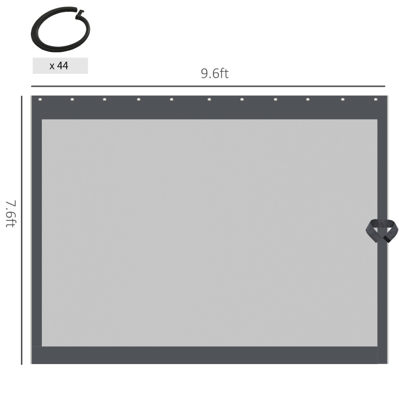 Outsunny Universal Replacement Mesh Sidewall Netting with 4 Panels, Zippers, C-Rings for 10x10ft Patio Gazebos, (Sidewall Only), Dark Grey