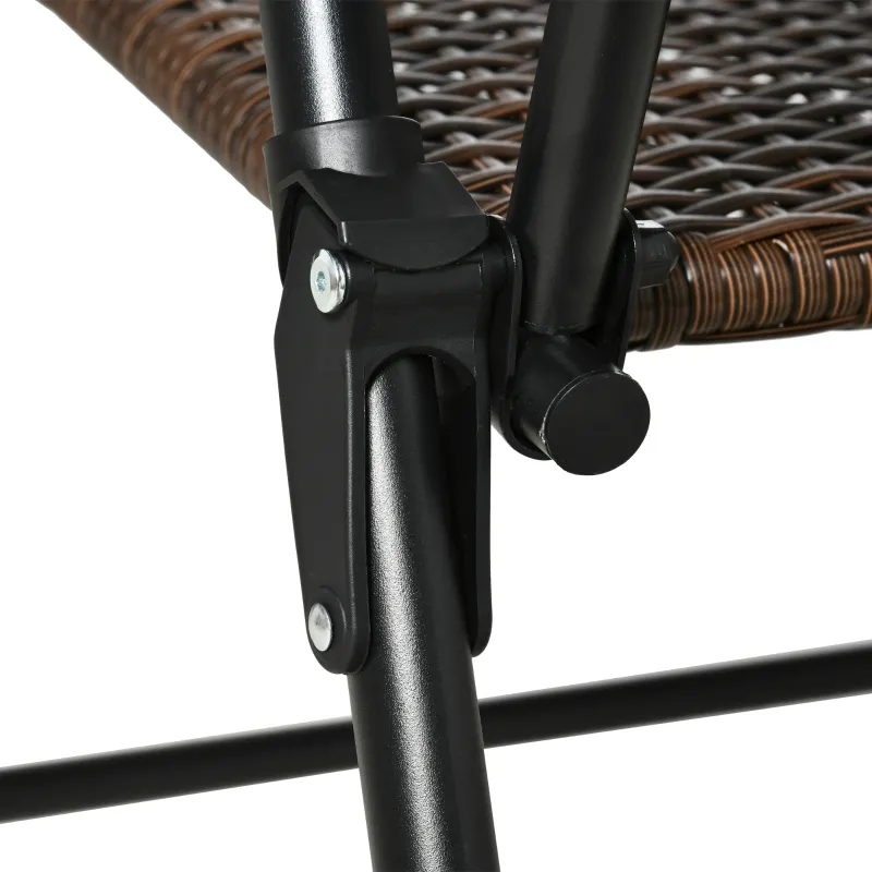 Outsunny Folding Patio Chair Set of 4, Rattan Folding Chairs with Armrest, Steel Frame for Outdoors, Camping, Brown