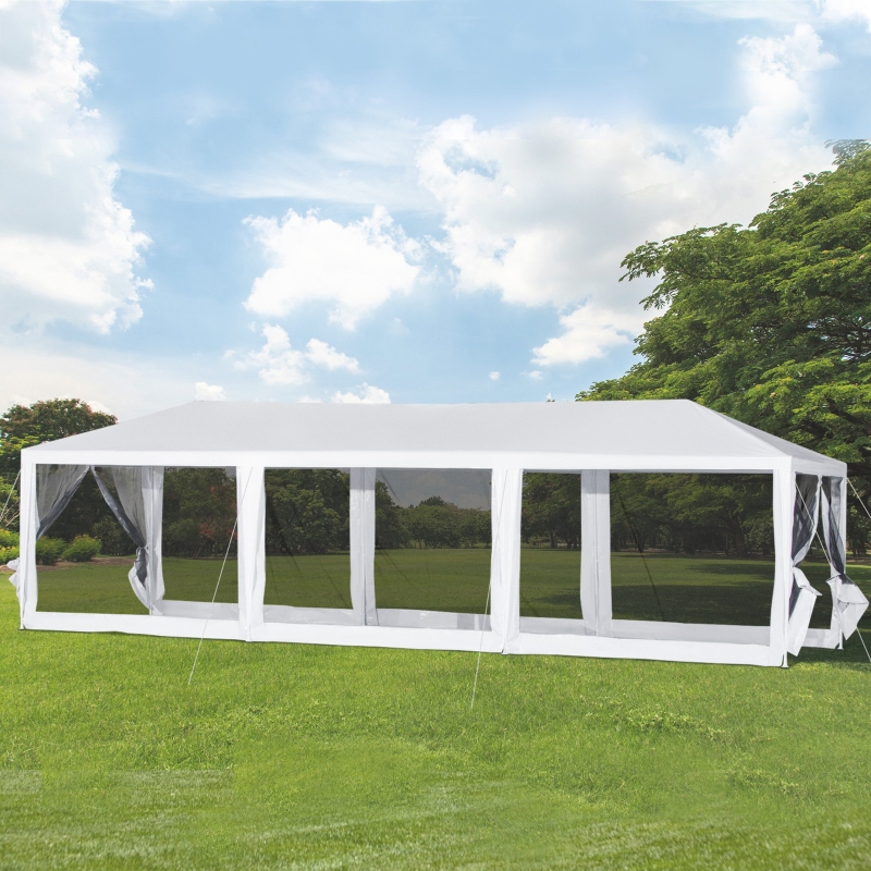 Outsunny 10’x30’ Gazebo Wedding Party Tent Outdoor Canopy Garden Sun Shade with Mosquito Mesh Netting