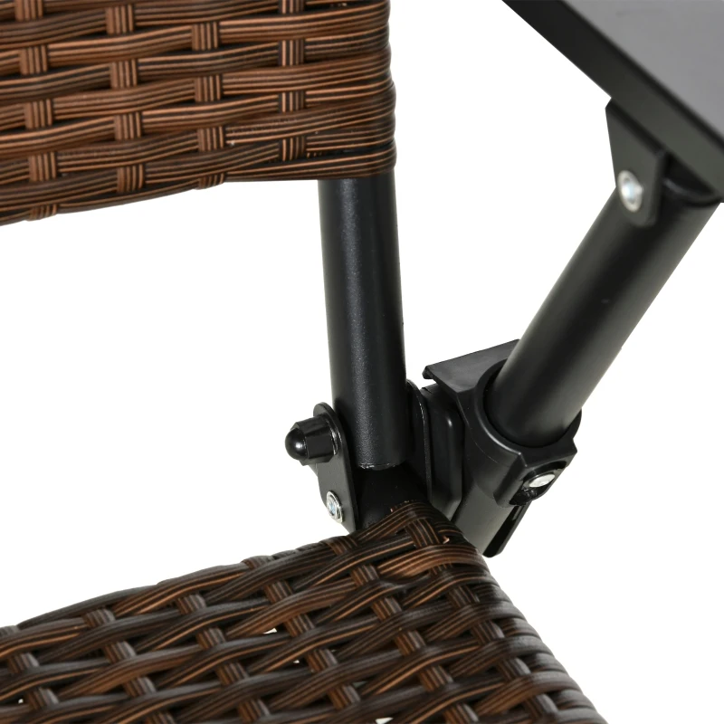 Outsunny Folding Patio Chair Set of 4, Rattan Folding Chairs with Armrest, Steel Frame for Outdoors, Camping, Brown