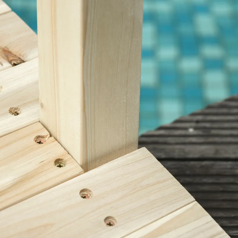 Outsunny Fir Wood Garden Bridge Arc Walkway with Side Railings for Backyards, Gardens, and Streams, Natural Wood, 89.75" x 29.5" x 43.25"