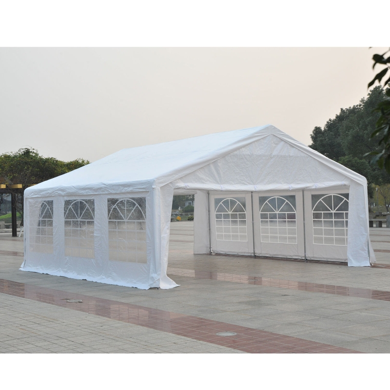 Outsunny 20'x20' Heavy-duty Large Outdoor Carport Garage Wedding Party Event Tent Patio Gazebo Canopy with Removable Sidewall, White