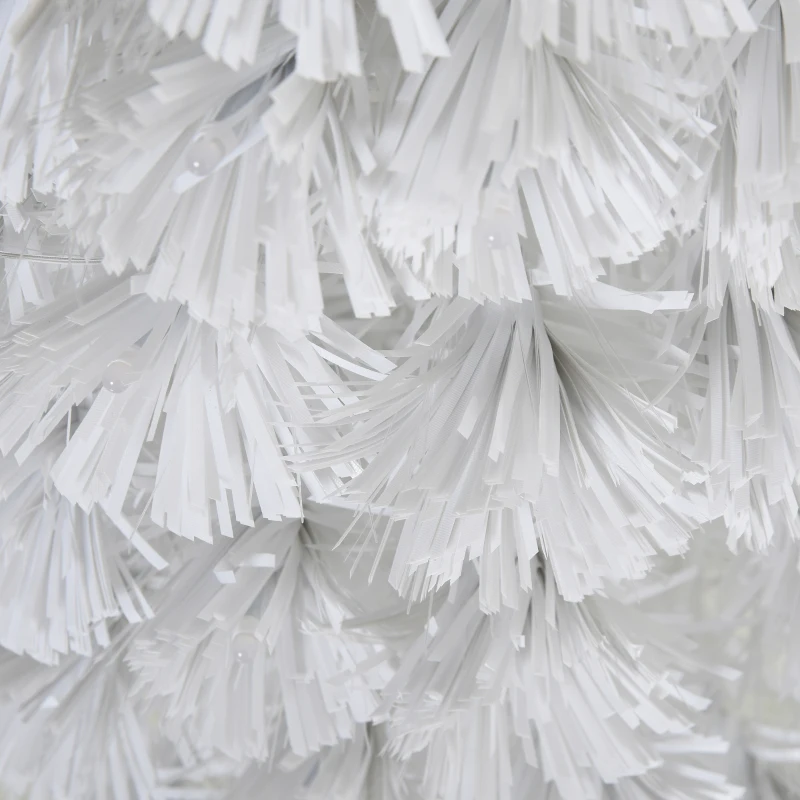 HOMCOM 3ft Tall Pre-Lit Douglas Fir Artificial Christmas Tree with Realistic Branches, 90 Multi-Color LED Lights, Fiber Optics, and 90 Tips, White