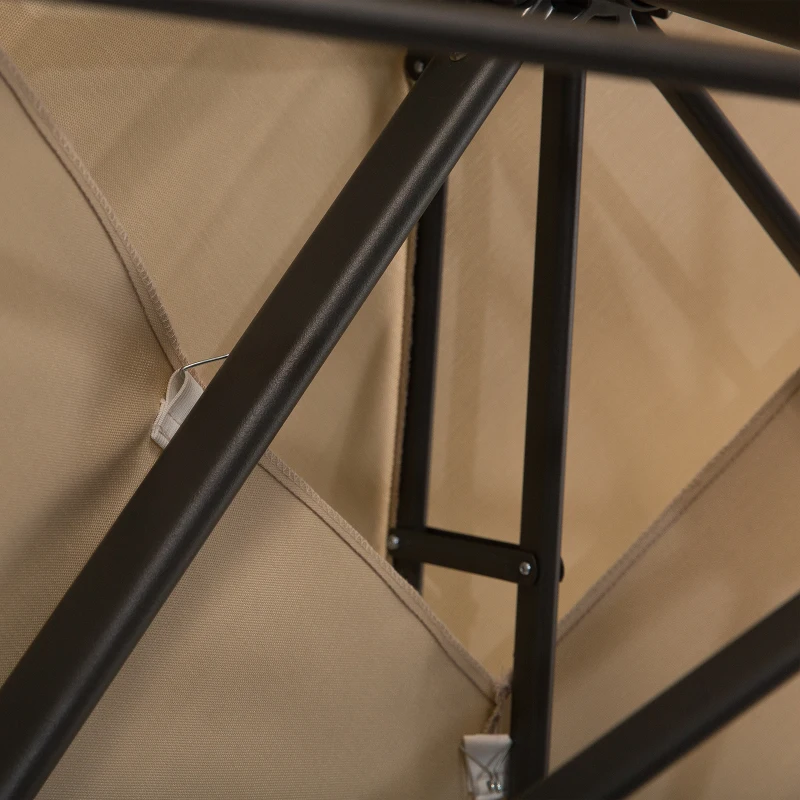 Outsunny 11Ft Patio Umbrella Outdoor Cantilever Offset Umbrella Aluminum Square Umbrella with Cross Base, 360° Rotation, 5 Adjustable Tilt Angles and Umbrella Cover for Garden Beach, Coffee