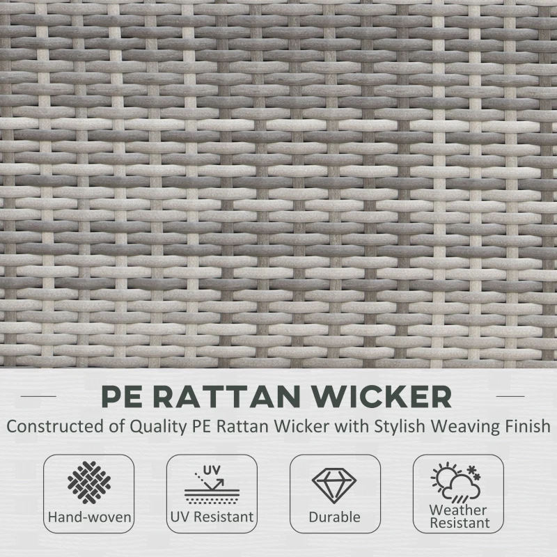 Outsunny 7-Piece Patio Furniture Set, Outdoor Wicker Conversation Set, All Weather PE Rattan Sectional Sofa Set with Cushions and Tempered Glass Top Coffee Table, Pillows, Light Gray