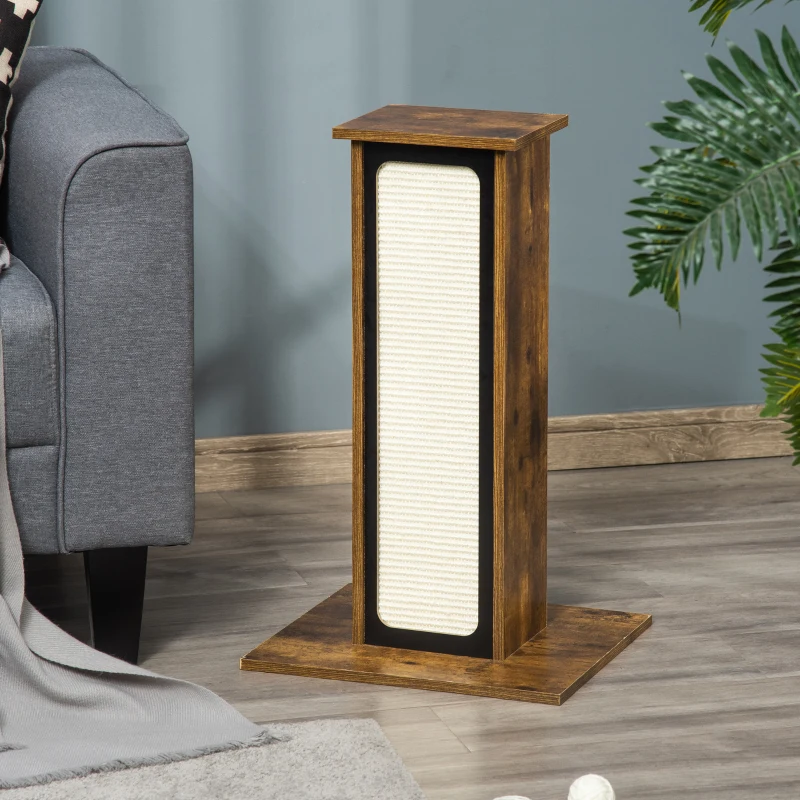 PawHut Scratching Pad Cat Tree Corrugated Paper Sisal Scratch Board Climbing Pet Furniture with 1 Spare Board, Brown