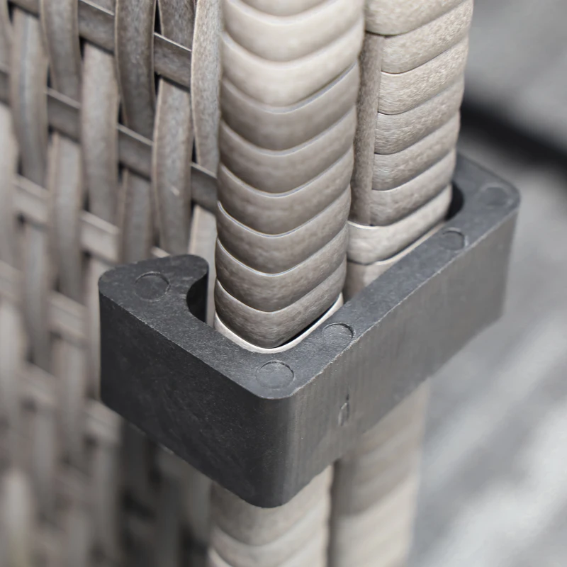 Outsunny 7-Piece Patio Furniture Set, Outdoor Wicker Conversation Set, All Weather PE Rattan Sectional Sofa Set with Cushions and Tempered Glass Top Coffee Table, Pillows, Light Gray