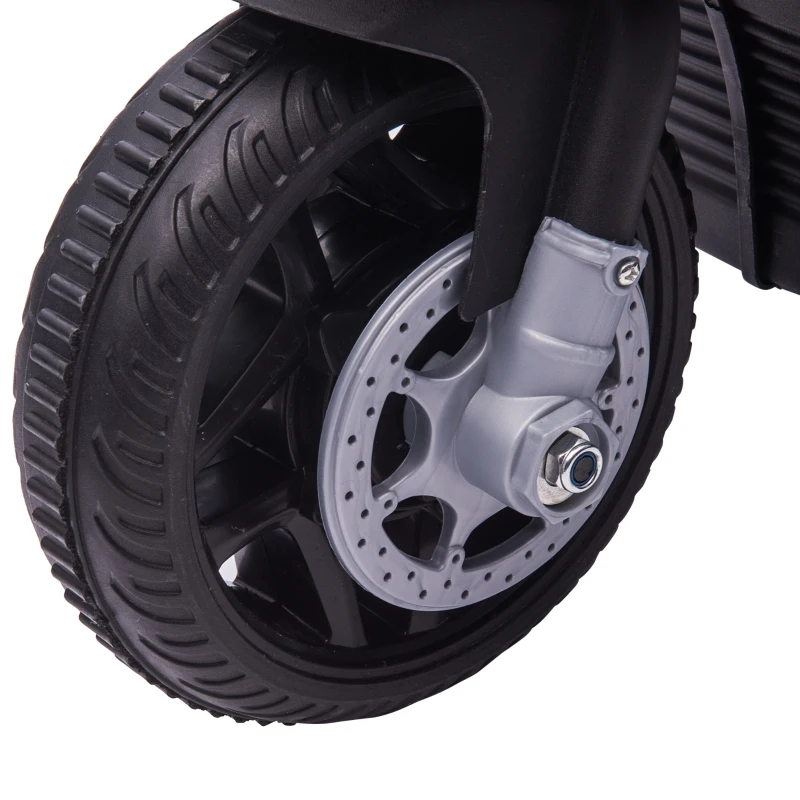 Aosom 6V Kids Motorcycle Police Electric Ride-On Dirt Bike Off-road Street Bike Battery Powered Rechargeable Horn Headlights Training Wheels Realistic Sounds for Girls and Boys 18 - 36 months White