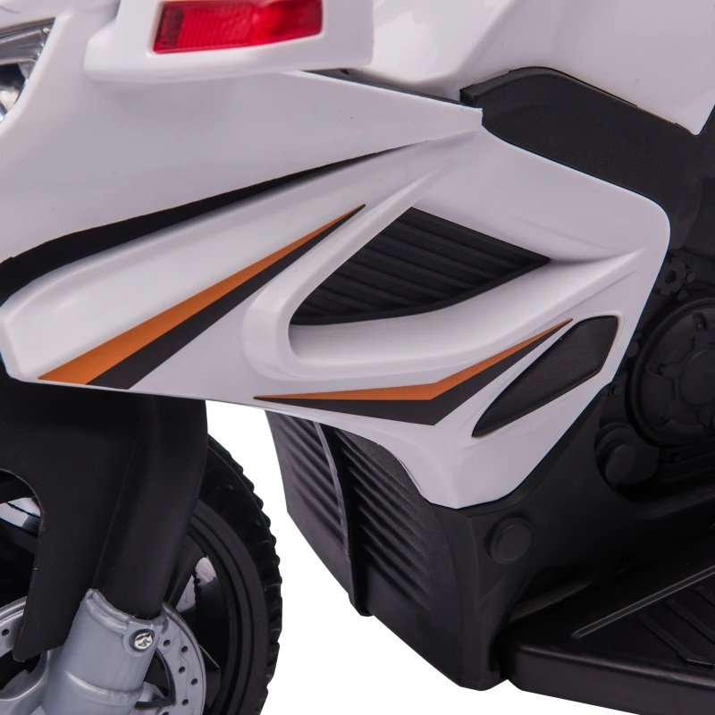 Aosom 6V Kids Motorcycle Police Electric Ride-On Dirt Bike Off-road Street Bike Battery Powered Rechargeable Horn Headlights Training Wheels Realistic Sounds for Girls and Boys 18 - 36 months White