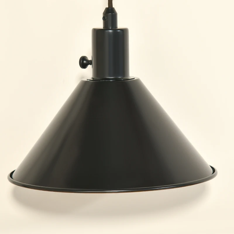 HOMCOM Industrial Table Lamp with Steel Frame, for LED Halogen Bulb, Bedside Lamp with Rotary Switch for Bedroom Living Room Study, Black