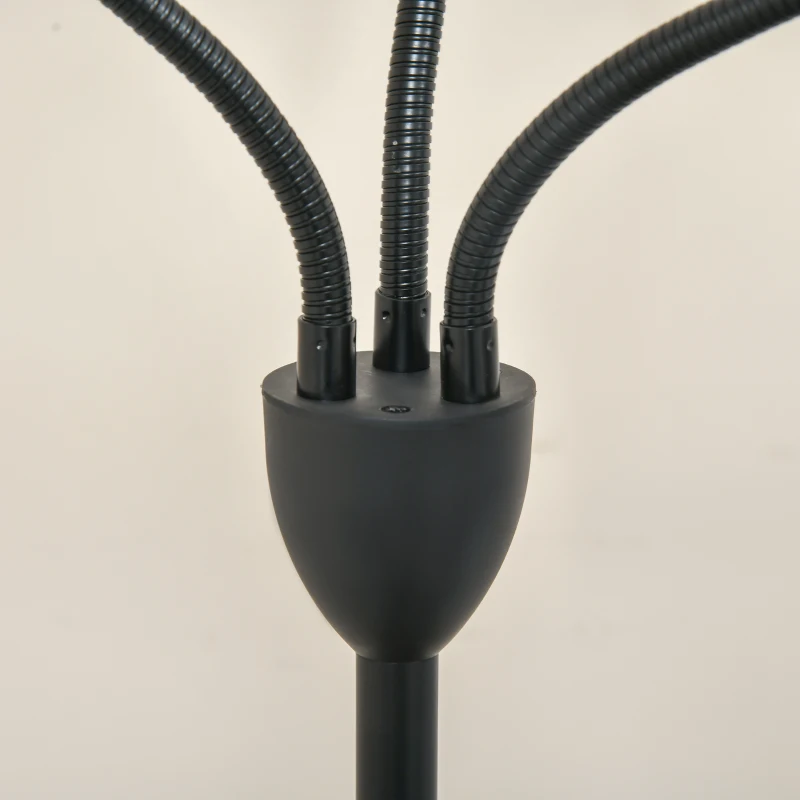 HOMCOM Arc Tree Floor Lamp with 3 Adjustable Rotating Lights, Industrial Standing Lamp with Steel Frame, Black