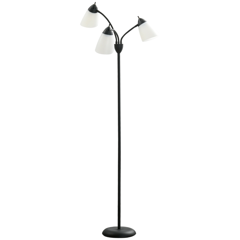 HOMCOM Arc Tree Floor Lamp with 3 Adjustable Rotating Lights, Industrial Standing Lamp with Steel Frame, Black