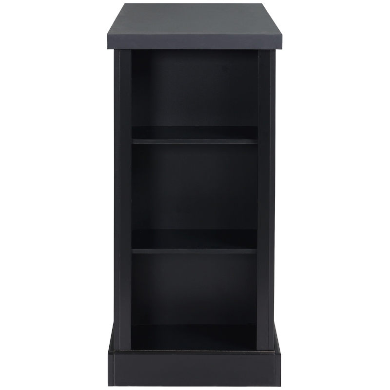 HOMCOM Fluted-Style Wooden Kitchen Island, Storage Cabinet with Drawer, Open Shelving, and Interior Shelving for Dining Room, Black