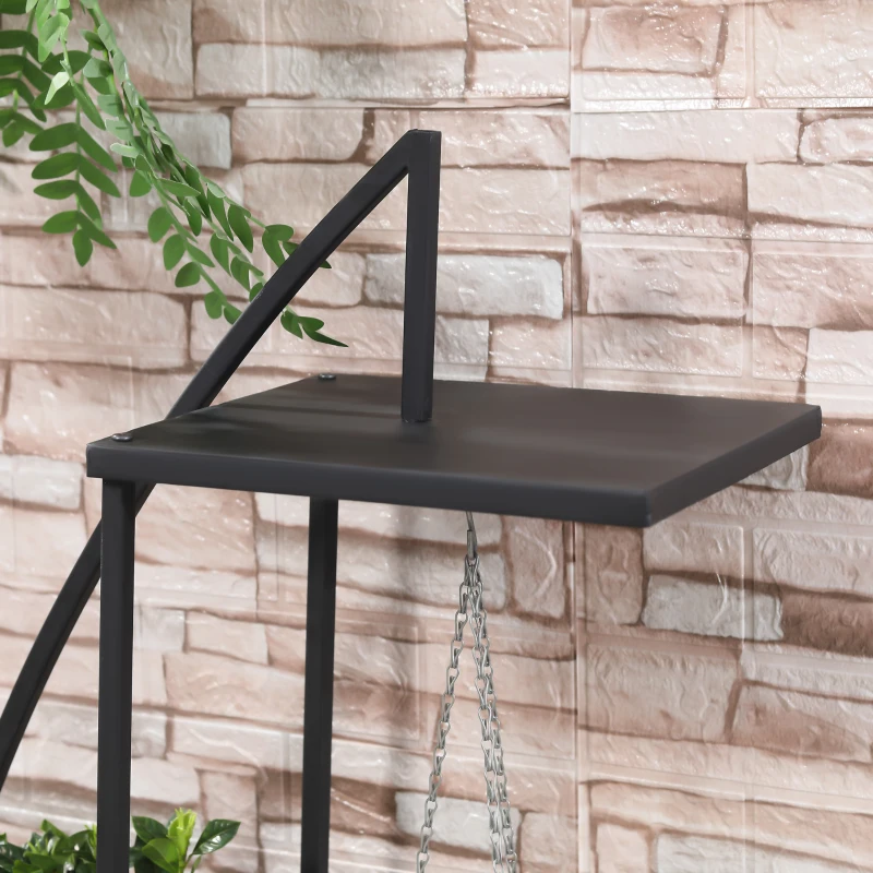 Outsunny 5 Tier Metal Plant Stand, Half Moon Shape Curved Flower Pot Holder Shelf, 2 Pack, Black