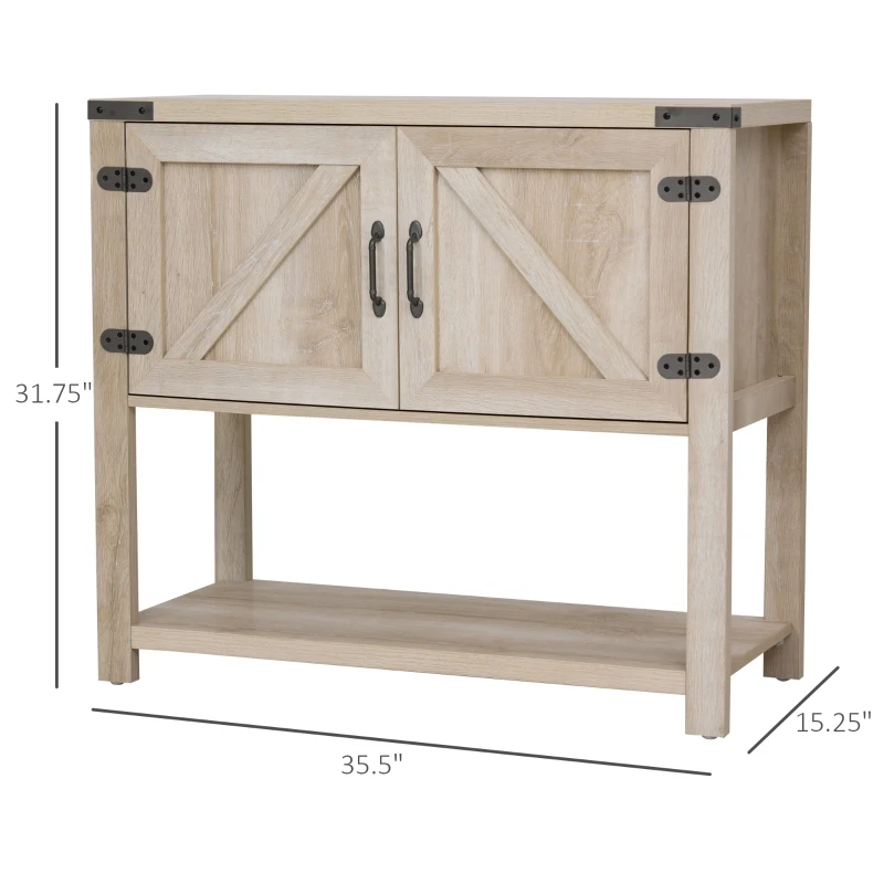 HOMCOM Elegant 2-Door Wooden Storage Hutch Cabinet with Bottom Shelf, Versatile Oak Finish, Ideal for Kitchen & Dining Room