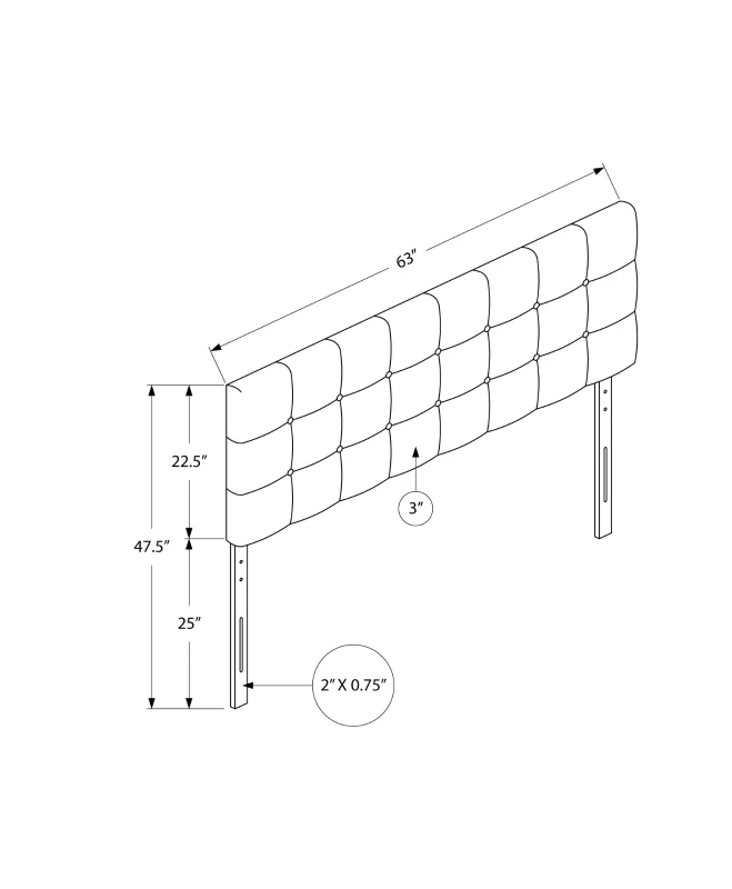 Monarch Queen Size Button Tufted Headboard with Leather-Look Upholstery - White