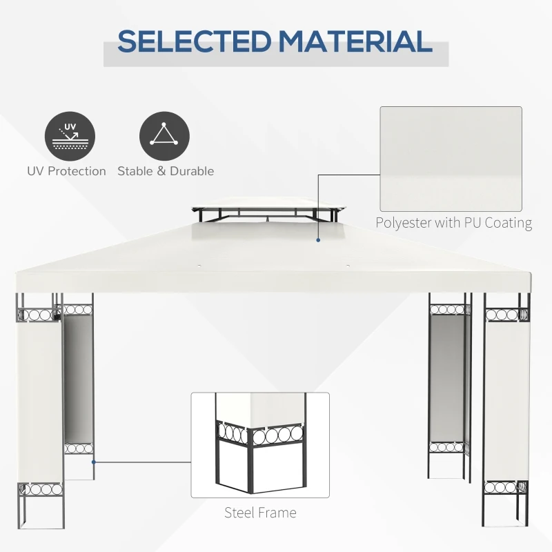 Outsunny 13' x 10' Patio Gazebo Outdoor Canopy Shelter w/ Double Vented Roof, Cream White