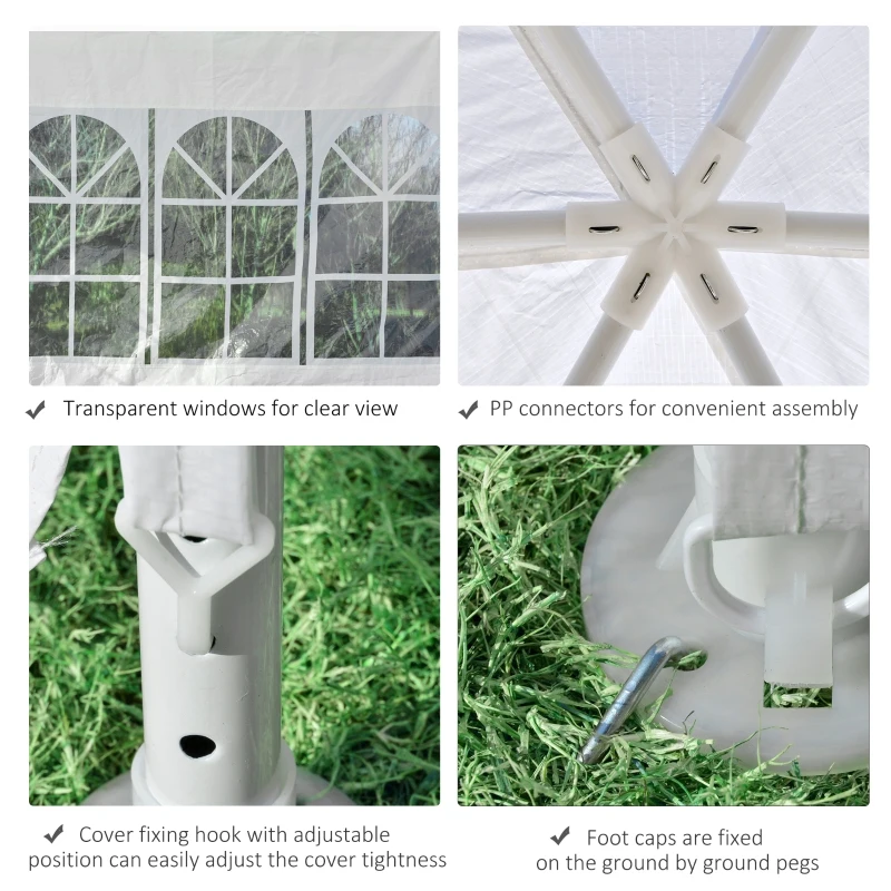 Outsunny 13 ft. Gazebo Canopy Party Tent with 6 Removable Side Walls with Windows and Doors for Outdoor Events, White