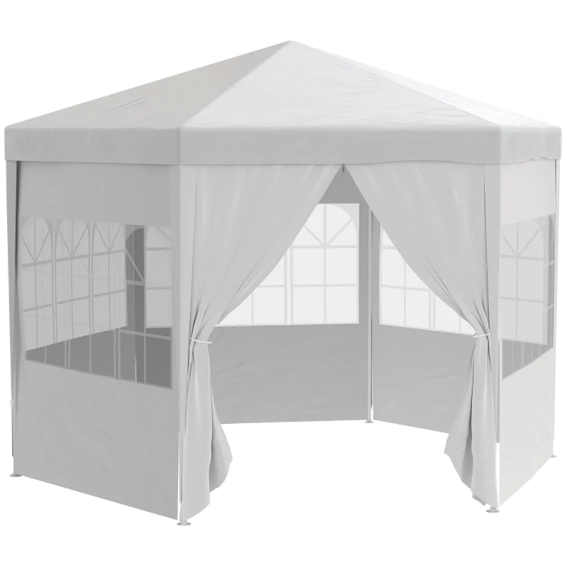 Outsunny 13 ft. Gazebo Canopy Party Tent with 6 Removable Side Walls with Windows and Doors for Outdoor Events, White
