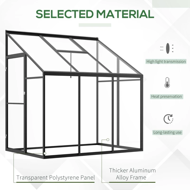 Outsunny 6' x 4' Aluminum Greenhouse Polystyrene Walk-in Garden Greenhouse with Adjustable Roof Vent and Lockable Door, Clear