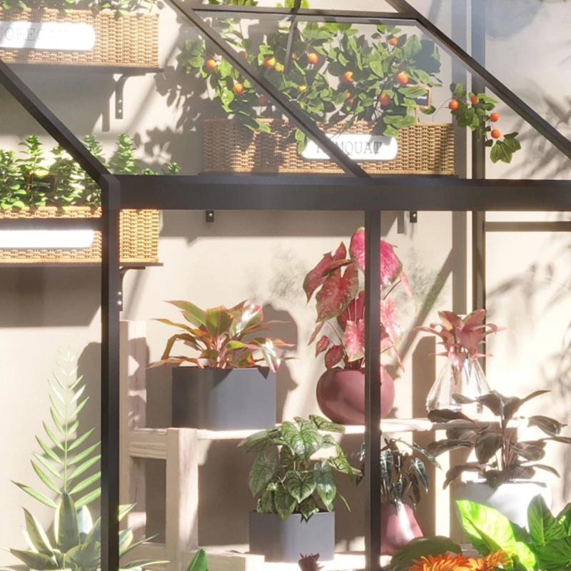 Outsunny 6' x 4' Aluminum Greenhouse Polystyrene Walk-in Garden Greenhouse with Adjustable Roof Vent and Lockable Door, Clear