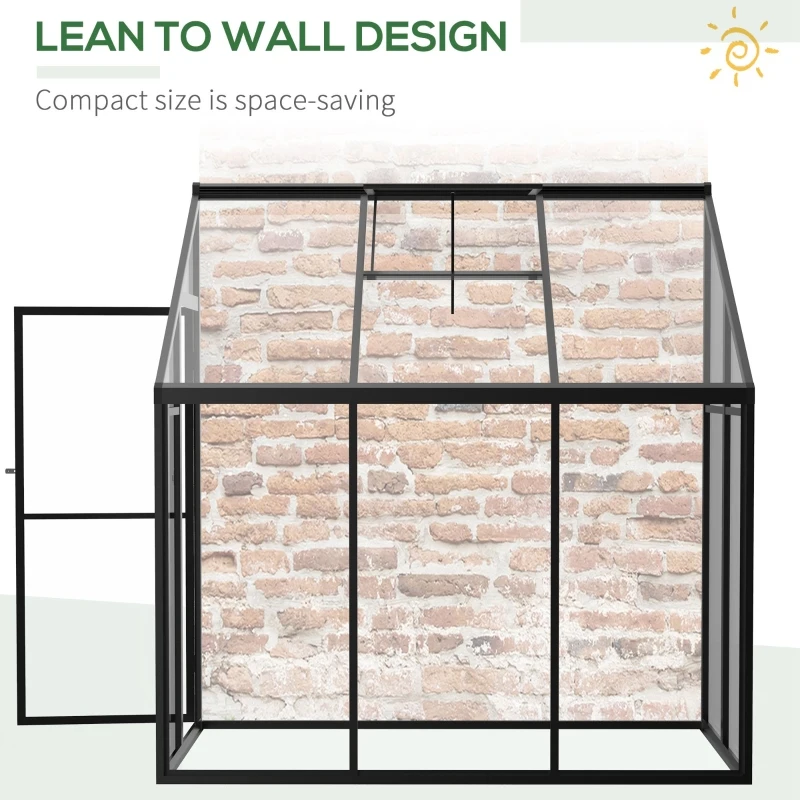 Outsunny 6' x 4' Aluminum Greenhouse Polystyrene Walk-in Garden Greenhouse with Adjustable Roof Vent and Lockable Door, Clear
