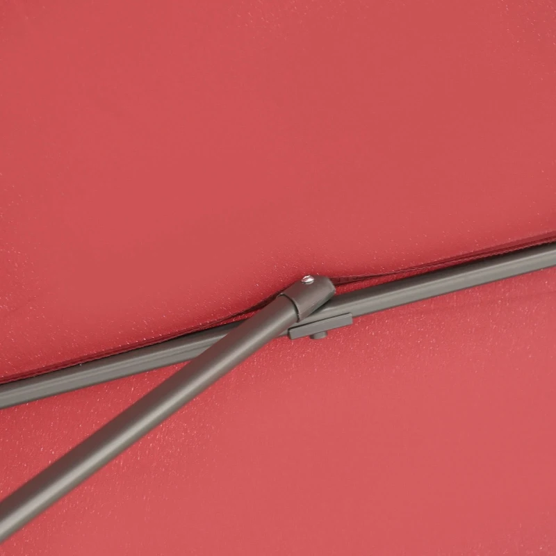 Outsunny Φ9.6' Round Patio Hanging Offset Umbrella Aluminum Outdoor Cantilever Crank Market Parasol Garden Sun Canopy Shelter 360° Rotation w/ Cross Base Wine Red