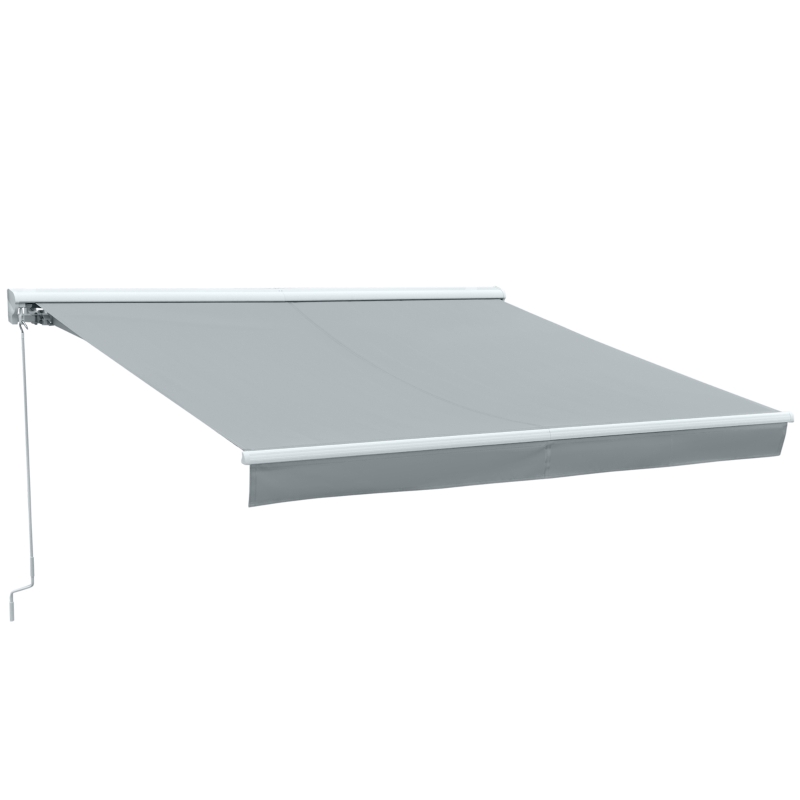 Outsunny 3x2.5m Retractable Manual Awning Window Door Sun Shade Canopy Patio Shelter w/ LED  Grey