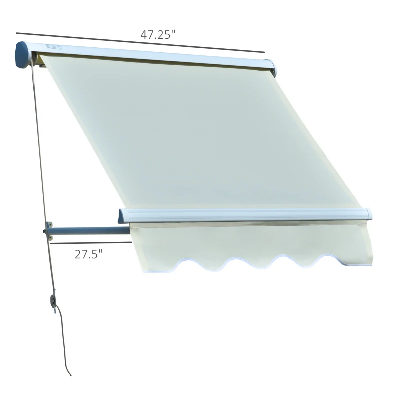 Outsunny 4'x 2' Retractable Window Door Awning Patio Canopy Outdoor Sun Shade Shelter Cream-white