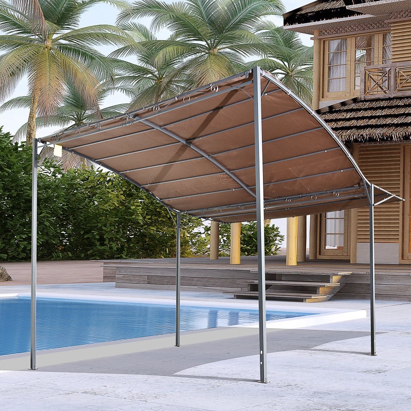 Outsunny 10x8ft Metal Gazebo with Extendable Side Awning Shelter Sun Shade