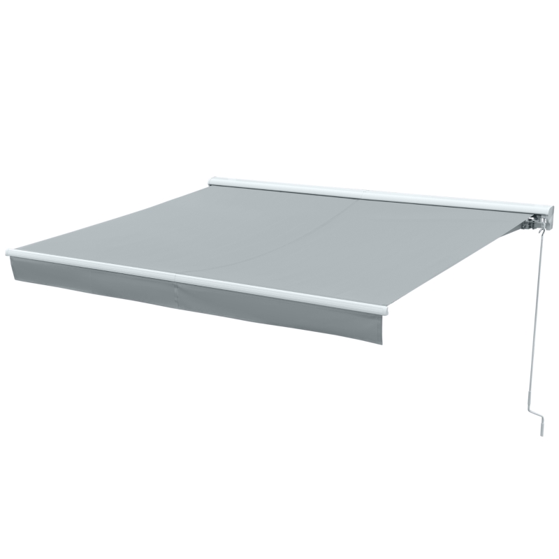 Outsunny 3x2.5m Retractable Manual Awning Window Door Sun Shade Canopy Patio Shelter w/ LED  Grey