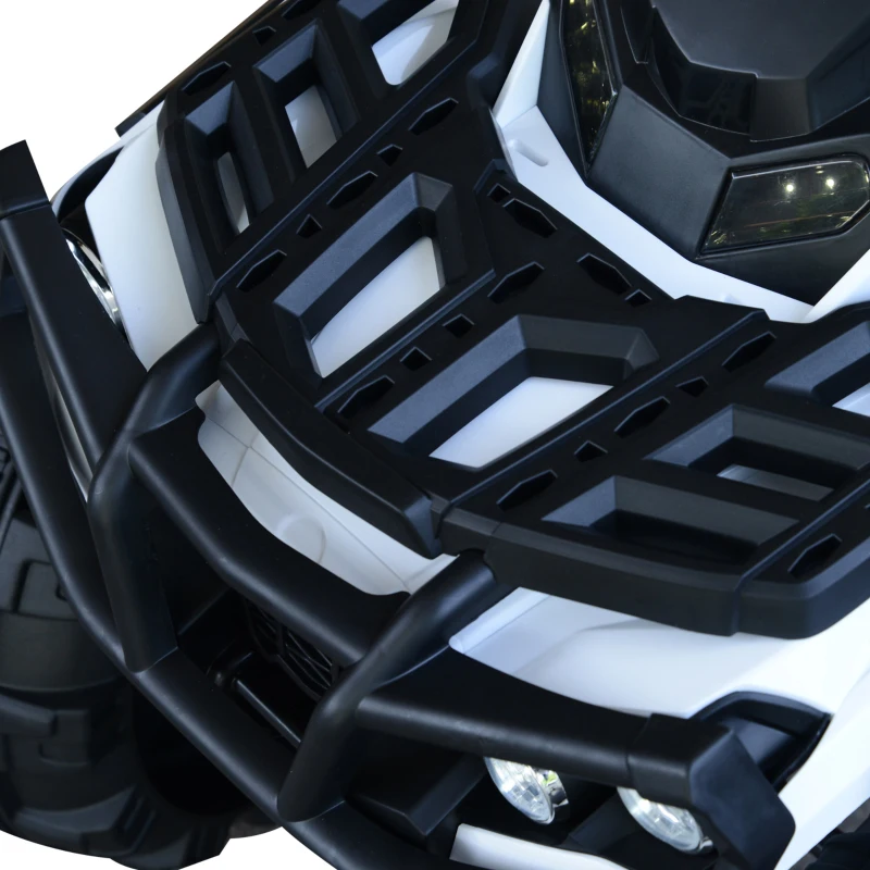 Aosom 12V Kids ATV Ride-on Four Wheeler Car with Bluetooth MP3 Real Working Headlights, Music/Radio Player, & Smooth Suspension, White